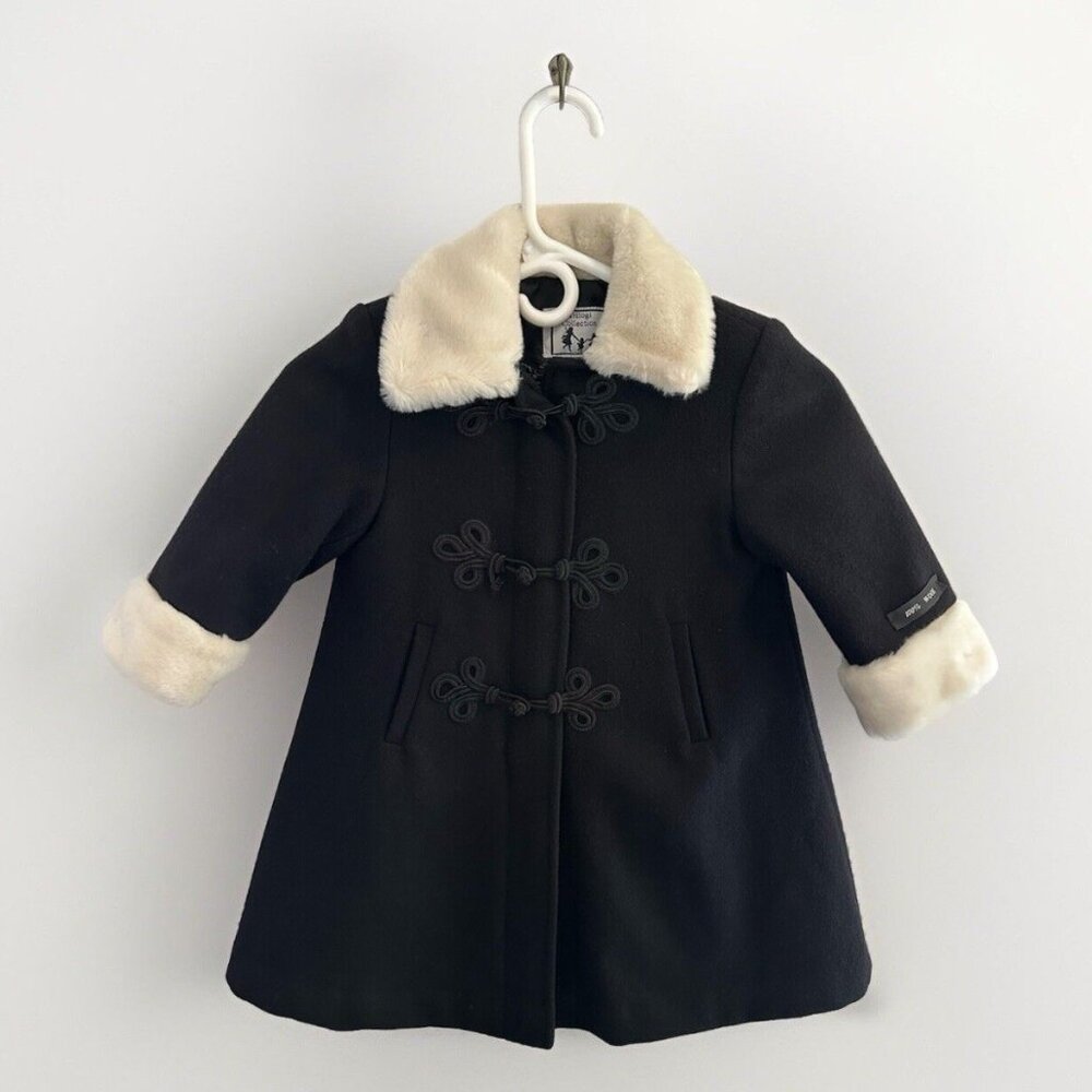 Vintage Trilogi Collection Girls 2T 100% Wool Black Coat